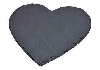 Assiette coeur ardoise noire (L / H) 20x20cm