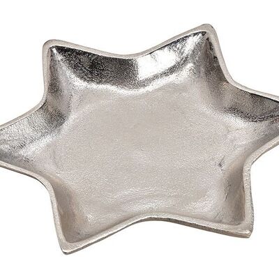 Piatto decorativo stella in metallo argento (L/A/P) 21x2x21 cm