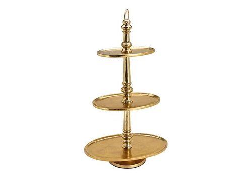 Etagere mit 3 Ebenen Oval aus Metall Gold (H) 75cm, 28x18cm/41x26cm/51x31cm