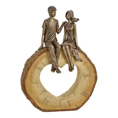 Liebespaar auf Sockel Herzform aus Poly Bronze (B/H/T) 20x28x6cm