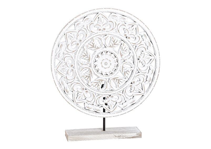 Supporto con motivo floreale circolare su supporto in MDF bianco (L / A / P) 30x35x7cm