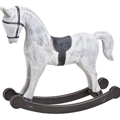 Cavallo a dondolo in MDF bianco (L/A/P) 49x40x12 cm