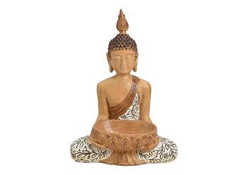 Bouddha assis en poly beige (L / H / P) 46x35x48cm