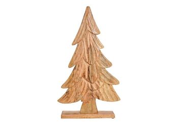 Sapin de Noël en bois de manguier marron (L/H/P) 41x68x10cm