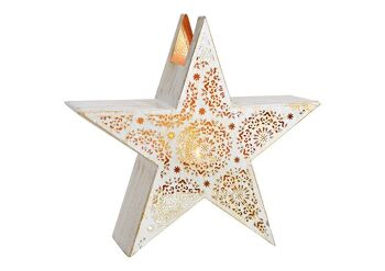 Lanterne étoile en métal blanc, doré (L/H/P) 31x30x10cm