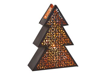 Lanterne sapin de Noël en métal noir (L/H/P) 25x33x10cm