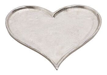 Assiette décorative coeur en métal argenté (L/H/P) 27x26x1cm