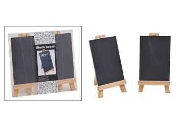 Tableau mémo avec support, lot de 2 en ardoise, 10x15cm bois noir (L / H / P) 21x20x3cm