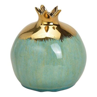 Vase Granatapfel aus Keramik Grün, gold (B/H/T) 11x12x11cm