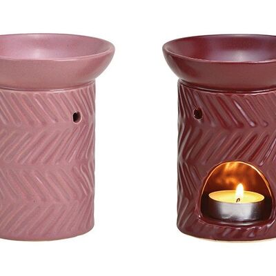 Lampada profumata in ceramica Bordeaux, rosa 2 volte, (L/A/P) 10x13x10 cm