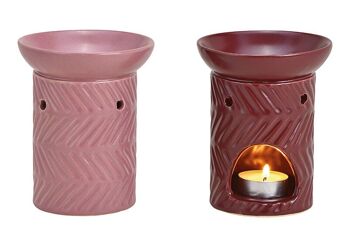 Lampe à parfum en céramique Bordeaux, rose 2 fois, (L/H/P) 10x13x10cm