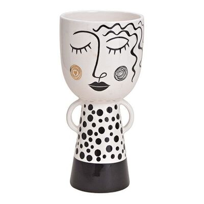 Vaso in ceramica donna nero, bianco (L/A/P) 14x29x14cm