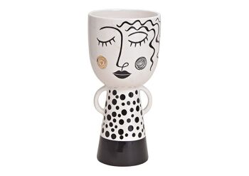 Vase en céramique femme noir, blanc (L / H / P) 14x29x14cm