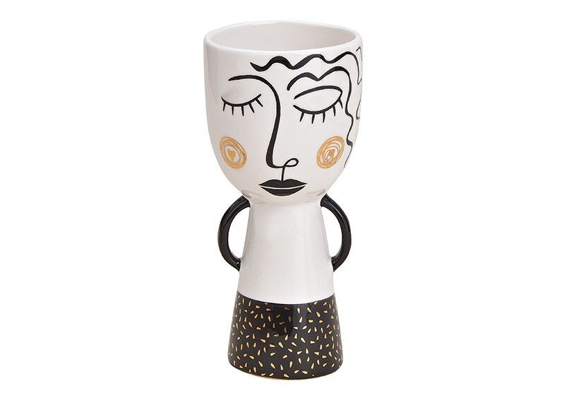 Vaso in ceramica donna nero, bianco (L/A/P) 9x20x9cm