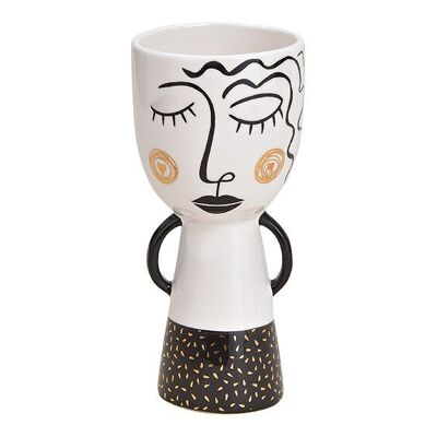 Vase Frau aus Keramik Schwarz, weiß (B/H/T) 9x20x9cm