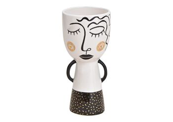 Vase en céramique femme noir, blanc (L / H / P) 9x20x9cm