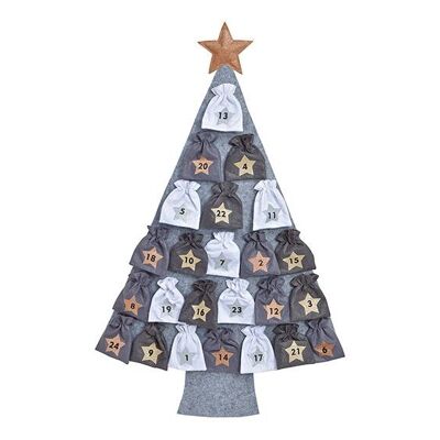 Calendario dell'avvento Albero di Natale in feltro, grigio (L/A/P) 76x115x3 cm