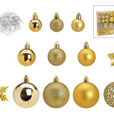 Palline di Natale in plastica, set da 111, oro Ø3/4/6cm (L/A/P) 36x23x12cm