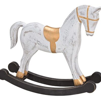 Cavallo a dondolo in legno bianco (L/A/P) 25x22x7 cm