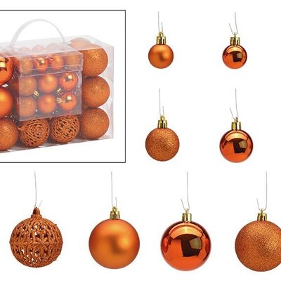 Bolas navideñas de plástico, juego de 50, cobre Ø3/4/6cm (An/Al/Pr) 23x18x12cm