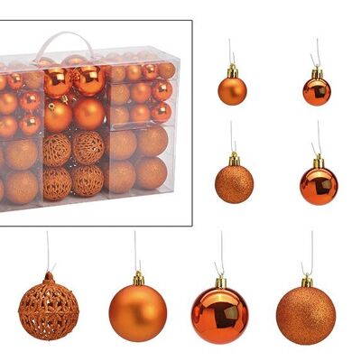 Bolas navideñas de plástico, juego de 100, cobre Ø3/4/6cm (An/Al/Pr) 35x23x12cm