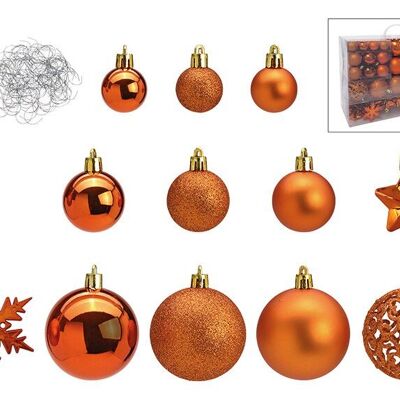 Palline di Natale in plastica, set da 111, rame Ø3/4/6cm (L/A/P) 35x23x12cm