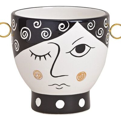 Vaso viso in ceramica nero, bianco (L / A / P) 17x12x13cm
