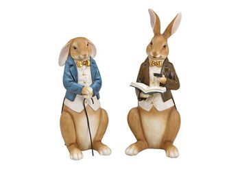 Lapin poly bleu 2 fois, (L / H / P) 15x40x13cm 16x33x13cm