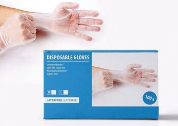 Gants jetables, en vinyle, taille S 100 pièces par distributeur, prix boîte 23x9,5 cm