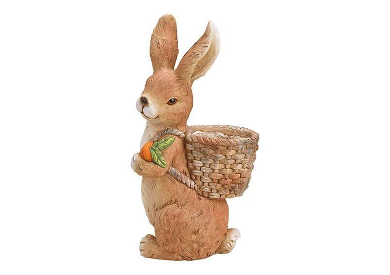Lapin avec panier en magnésie marron (L / H / P) 23x46x19cm