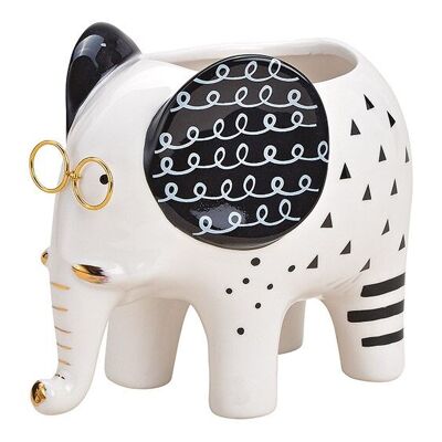 Vaso da fiori in ceramica elefante bianco (L / A / P) 16x13x11cm