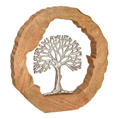 Albero di supporto in metallo in legno di mango cerchio marrone, argento (L / A / P) 37x38x5cm