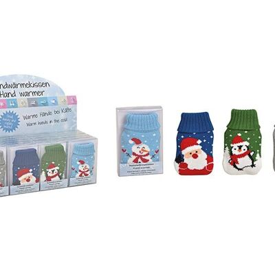 Scalda tasche Babbo Natale, pinguini, orso, pupazzo di neve, copertura lavorata a maglia in plastica, colorato, 4 pieghe, (L/A/P) 7x12x1 cm