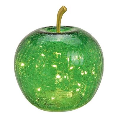 Apfel mit 20er LED mit Timer aus Glas Grün (B/H/T) 16x17x16cm