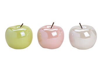 Céramique vert pomme, rose, blanc 3 fois, (L / H / P) 13x13x13cm