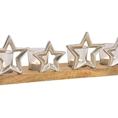 Centro de Adviento con estrellas de metal, plateado (An/Al/Pr) 42x11x12cm