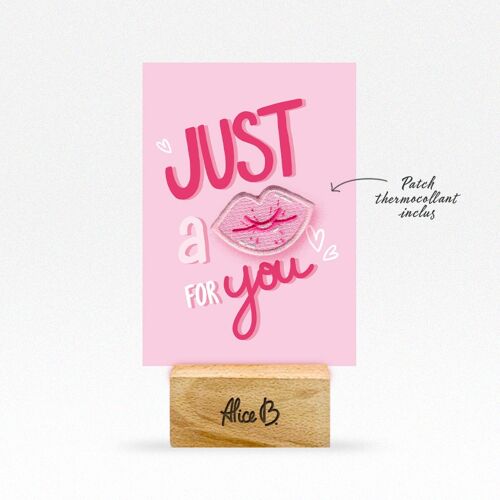 JUST A KISS FOR YOU "PINK" • Carte postale avec patch thermocollant