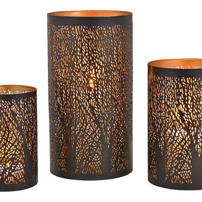 Set di lanterne, decorazione per albero in metallo nero, set di 3, (L/A/P) 15x28x15 cm 13x20x13 cm 10x16x10 cm