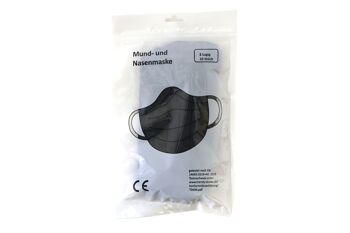 Masque buccal et nasal, lot de 10, masque facial à 3 couches, noir