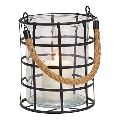 Lantern made of glass, metal transparent (W/H/D) 16x19x16cm