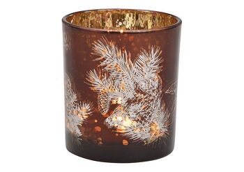 Lanterne décor hibou en verre marron (L/H/P) 9x10x9cm