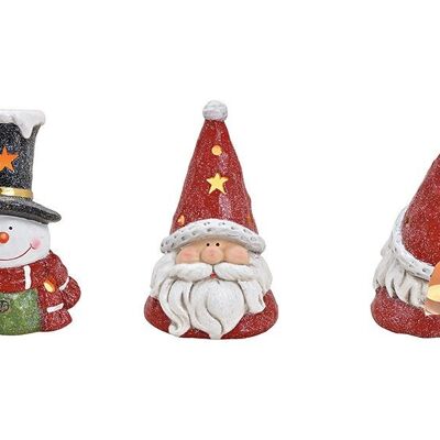 Lantern Santa Claus, snowman made of clay, colored with glitter, 2-fold, (W/H/D) 13x20x11cm 14x21x11cm
