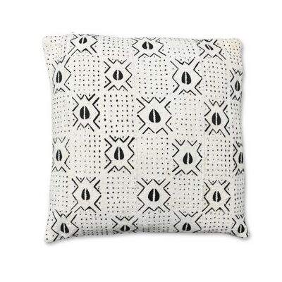 African Mudcloth Pillow White - Cushion MD005