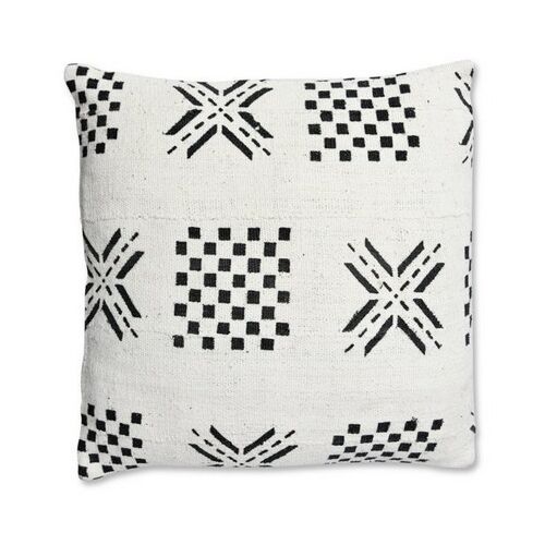 African Mudcloth Pillow White - Cushion MD006
