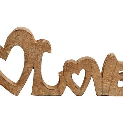 Supporto, scritta, Love in legno di mango marrone (L/A/P) 33x15x3 cm