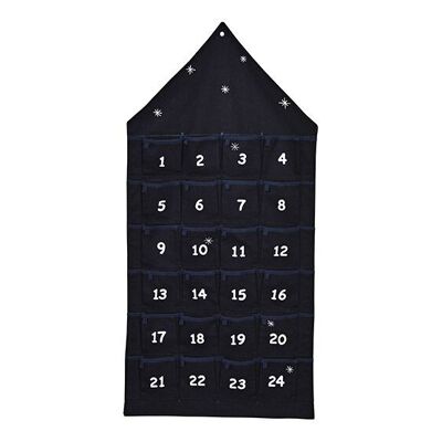 Adventskalender Haus aus Textil, Schwarz (B/H) 48x96cm