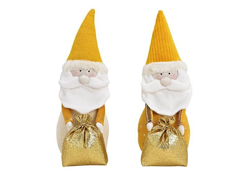 Santa Claus made of textile yellow 2-fold, (W/H/D) 10x30x7cm