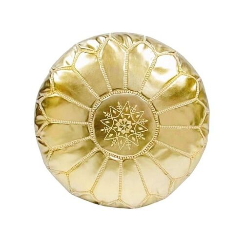 Moroccan Gold Pouf Faux Leather cover