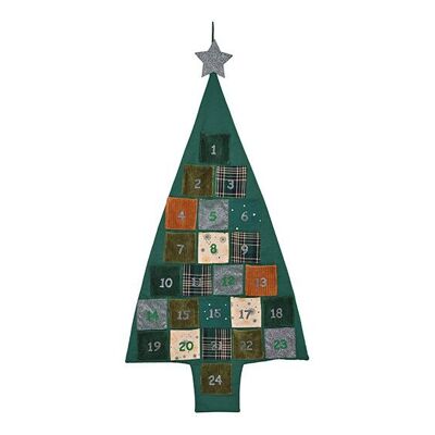 Calendario de Adviento Árbol de Navidad de tela, verde (ancho/alto) 56x108cm