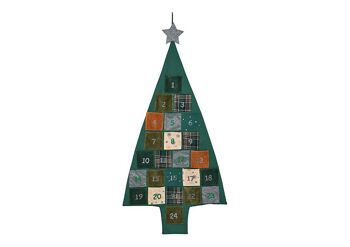 Calendrier de l'Avent Sapin de Noël en textile, vert (L/H) 56x108cm